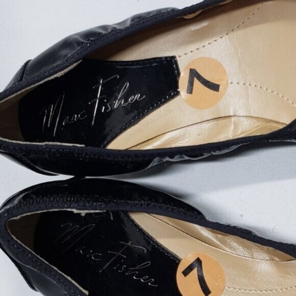 Marc Fisher Rosa Black Patent Leather Women's Ballet Flat Size 7 - Picture 11 of 13
